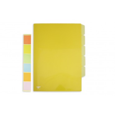 A4 Transparent L-shaped 5 layers plastic file/folder-Yellow